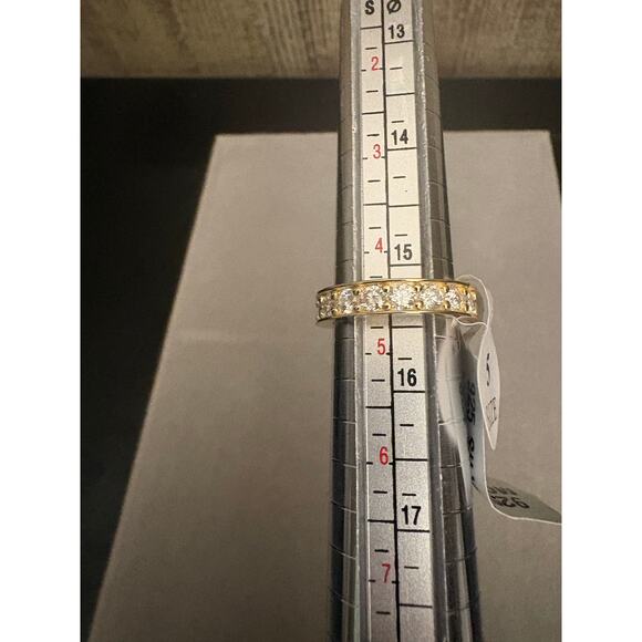 Sz. 4.5 Unisex 3ct. Moissanite Eternity Band - Gold over 925 - Picture 3 of 6
